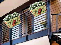 COPPER AART Light Yellow printed Rectangle Hanging Metal Pot Holder With Detachable Double Hooks Set of 5 - Free Size, Light Yellow, Metal, Set of 5, Rectangle